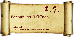 Perhócs Tünde névjegykártya